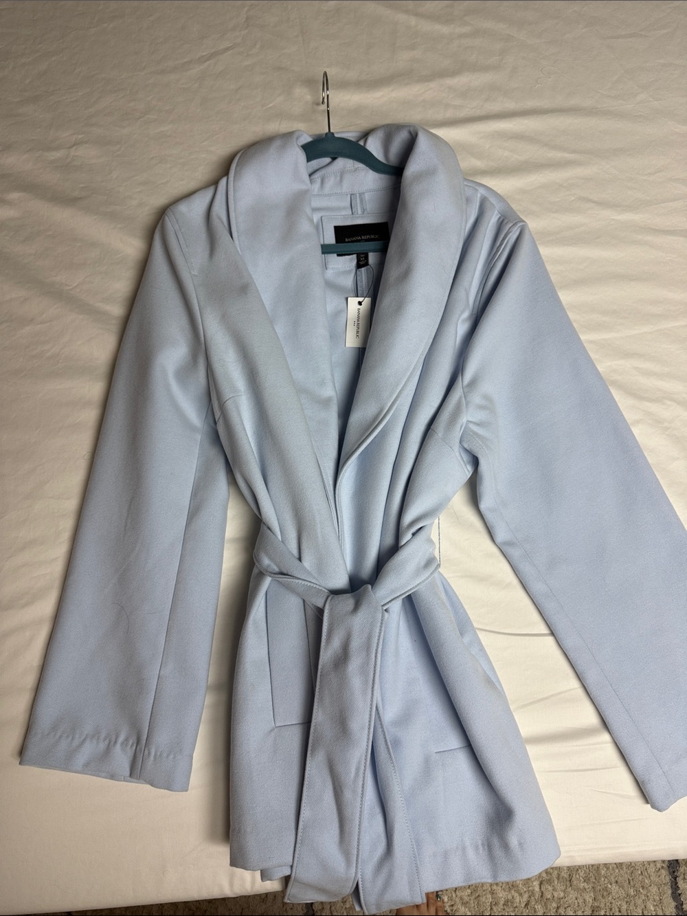 NWT Banana Republic Light Blue Shawl Collar Belted Jacket Size XL Tall
